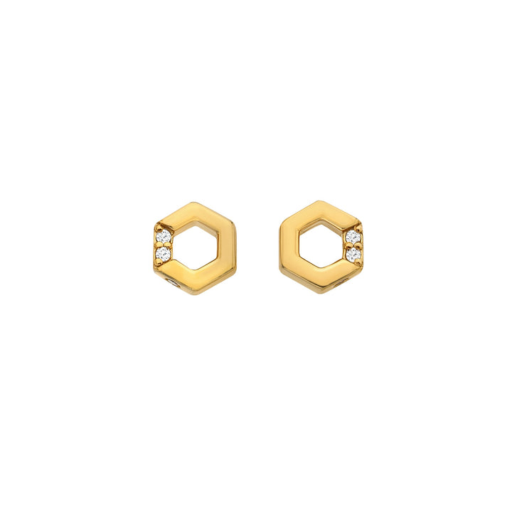 Hot Diamonds X Jac Jossa Gold Hexagon White Topaz Earrings - MococoHot DiamondsDE756Earrings
