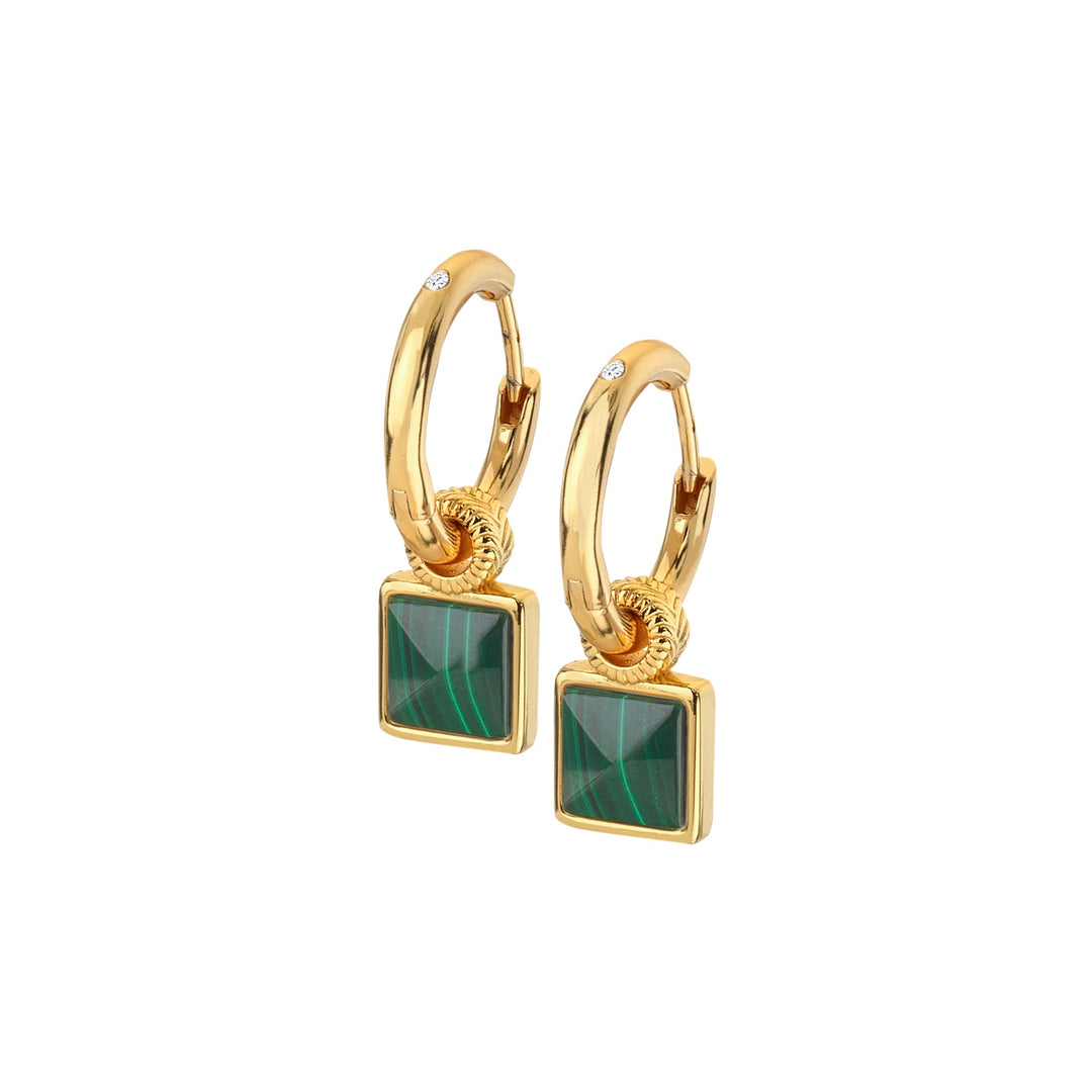 Hot Diamonds X Jac Jossa Gold Revive Malachite Square Dangle Earrings - MococoHot DiamondsDE713Earrings