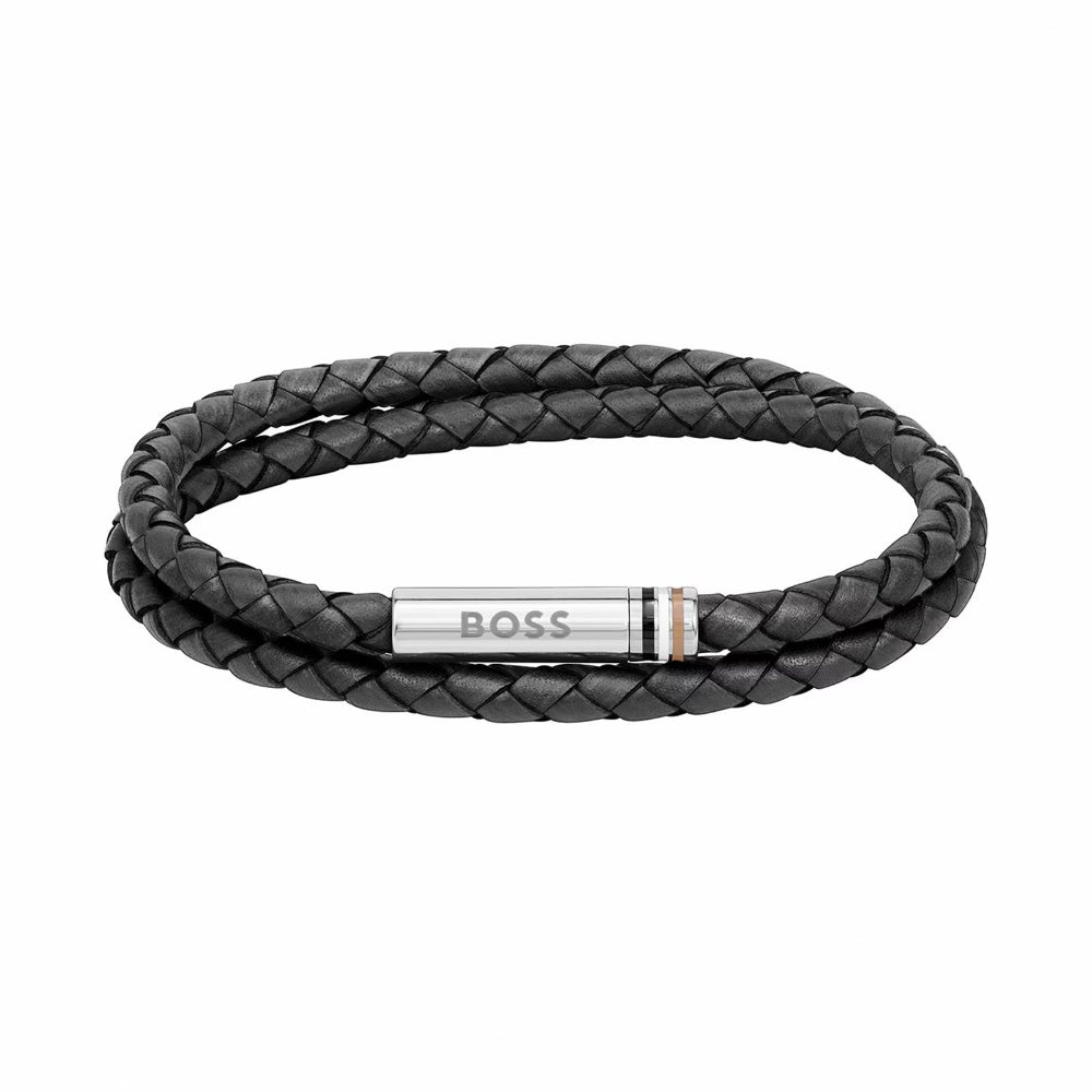 Hugo Boss Black Ares Mens Double Wrap Leather Bracelet 1