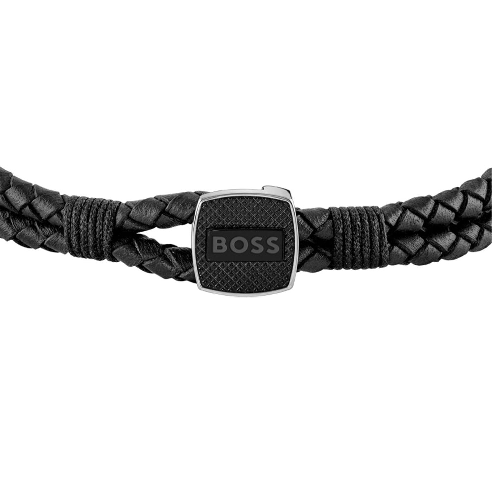 Hugo Boss Black Seal Mens Braided Leather Bracelet 3