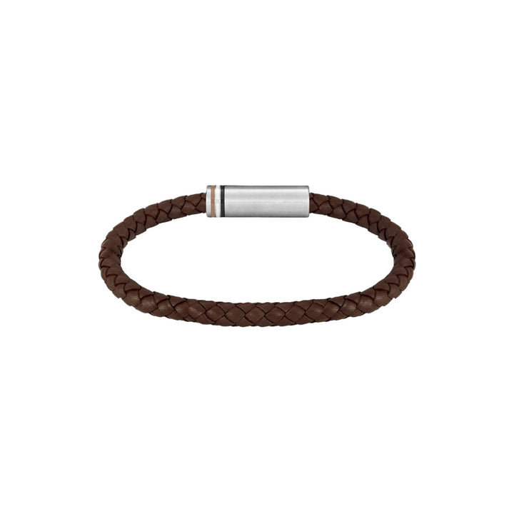 Hugo Boss Brown Braided Leather Magnetic Logo Closure Cuff image 1