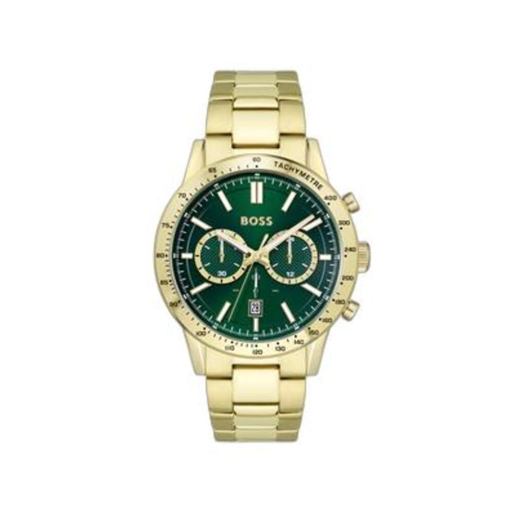 Hugo Boss Gold and Green Allure Round Gents IP Bracelet Watch 