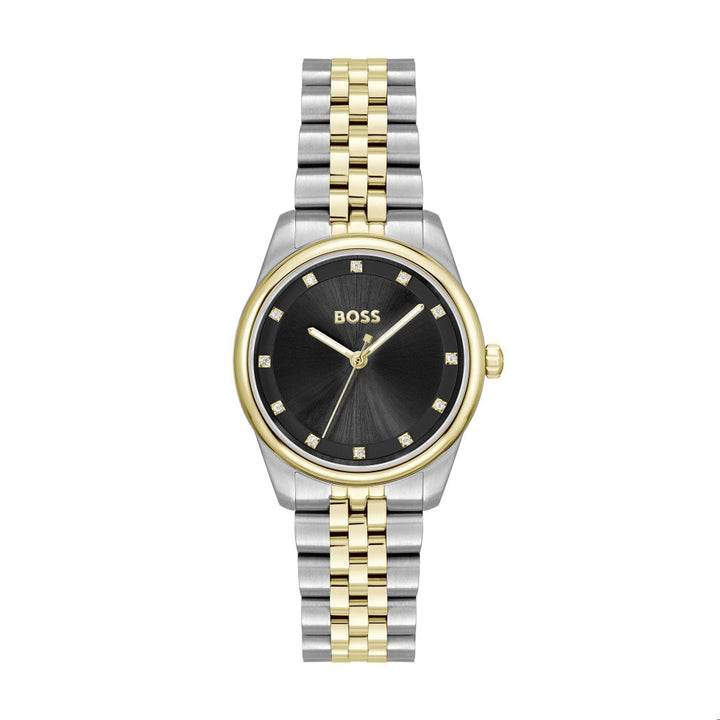 Hugo Boss Gold and Silver Black Graceful Precious Round Ladies Bracelet Watch 1