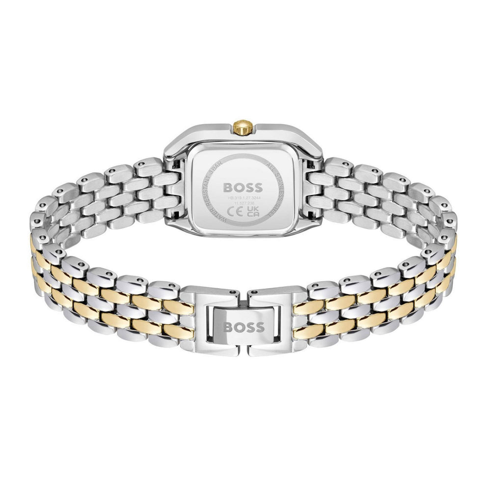 Hugo Boss Gold and Silver Green Mae Petite Rectangle Ladies Soft Square Bracelet Watch - MococoHugo Boss1502822885997645249Watches and Accessories