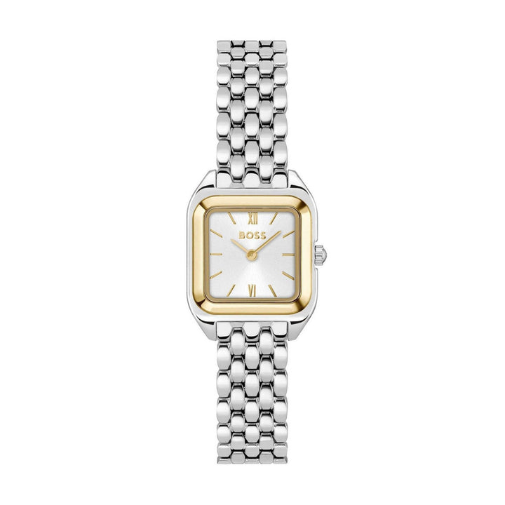 Hugo Boss Gold and Silver White Mae Petite Rectangle Ladies Soft Square Bracelet Watch 1