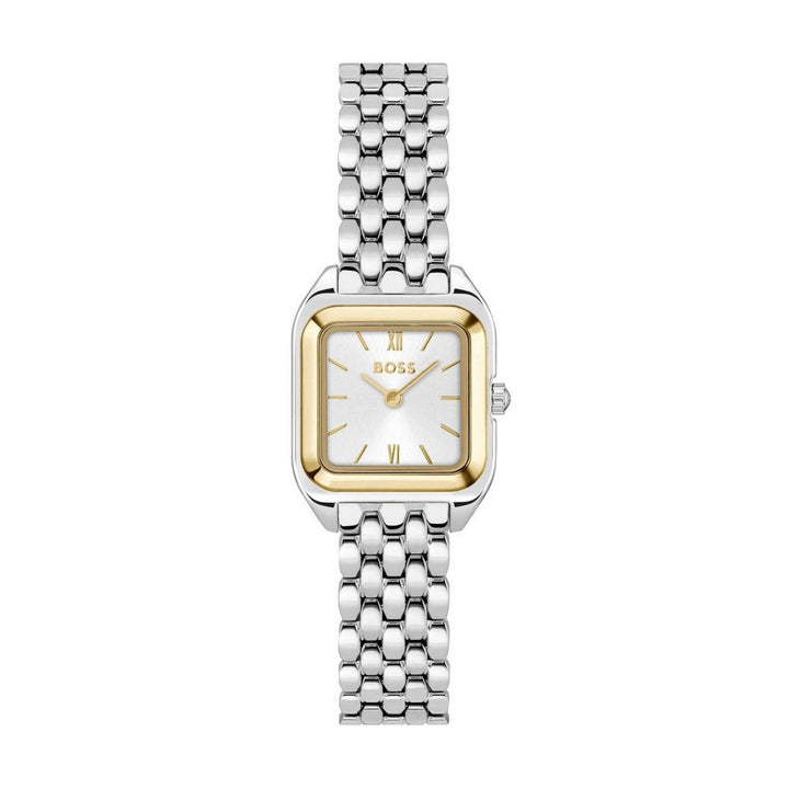 Hugo Boss Gold and Silver White Mae Petite Rectangle Ladies Soft Square Bracelet Watch - MococoHugo Boss1502821885997645232Watches and Accessories