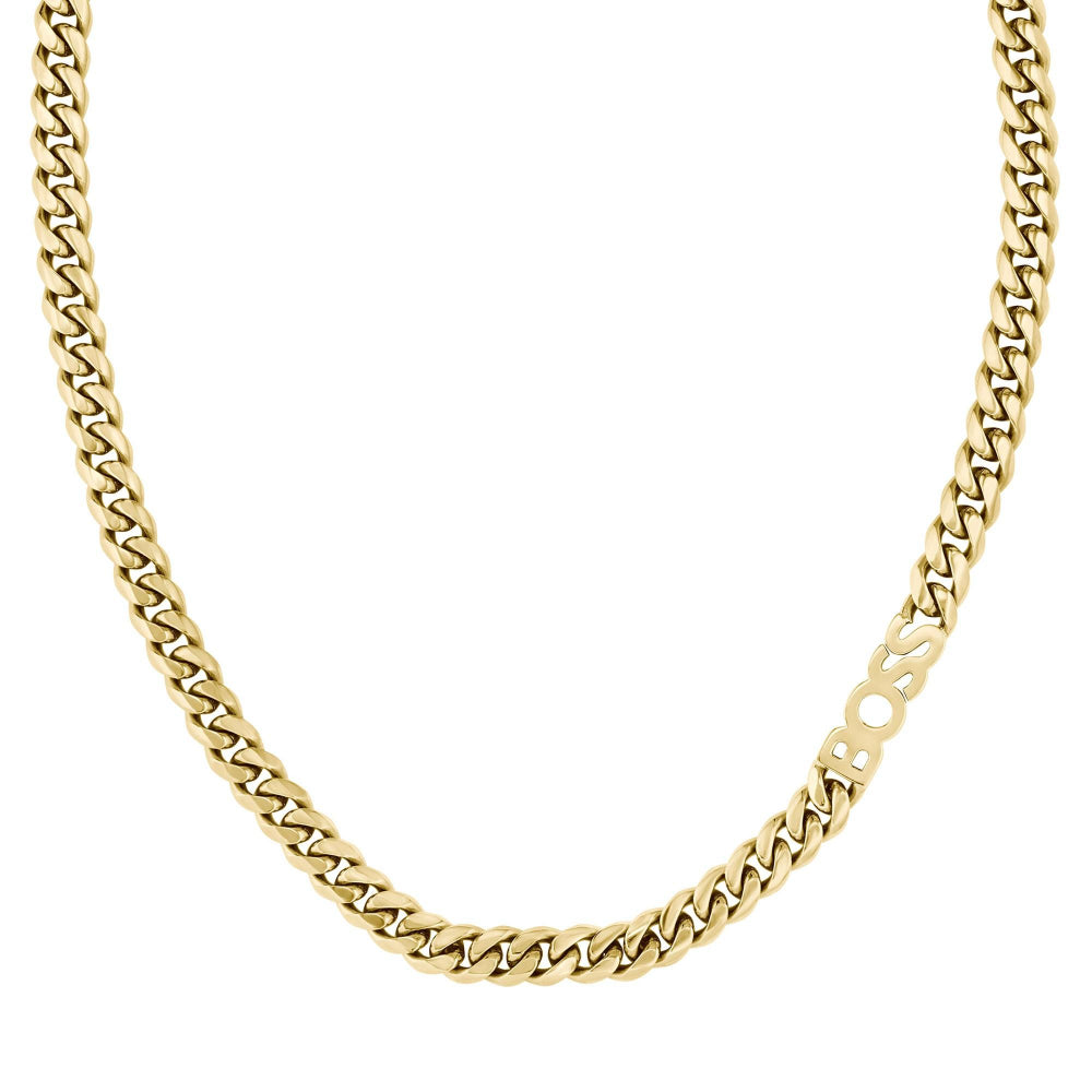 Hugo Boss Gold Curb Logo Link Chain Necklace 1