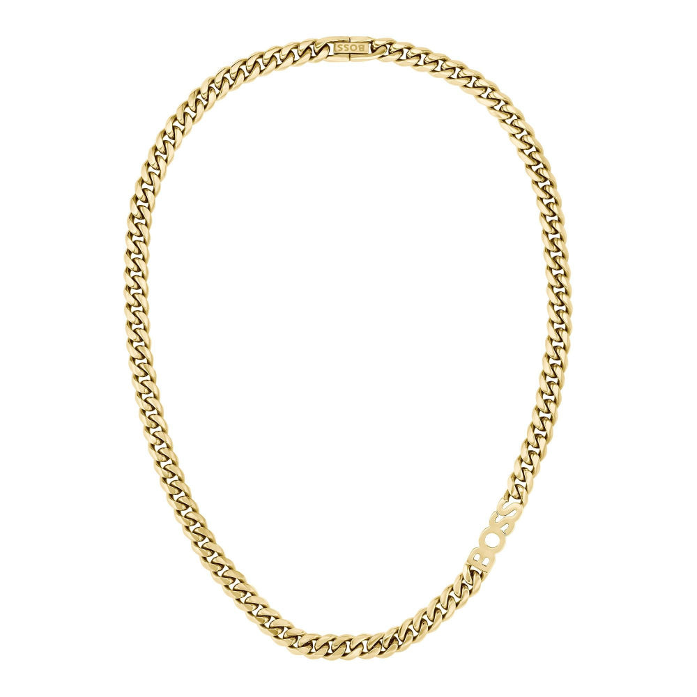 Hugo Boss Gold Curb Logo Link Chain Necklace 4