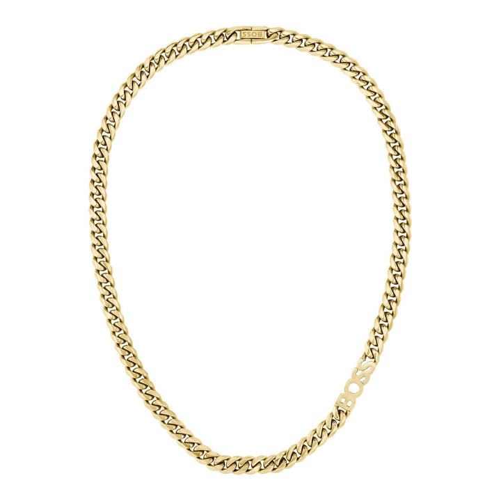 Hugo Boss Gold Curb Logo Link Chain Necklace 4