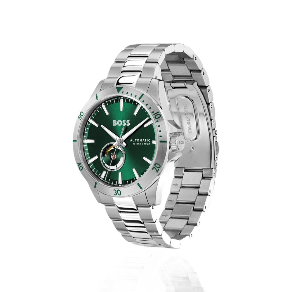 Hugo Boss Green Stainless Steel Dial Automatic Watch image 1
