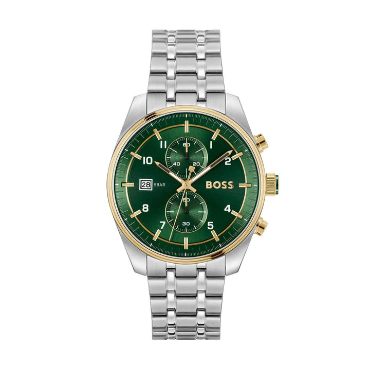 Hugo Boss Green Two Dial Chronograph Watch 1