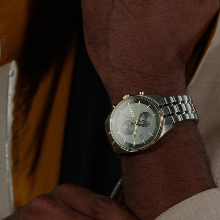 Hugo Boss Green Two Dial Chronograph Watch 4