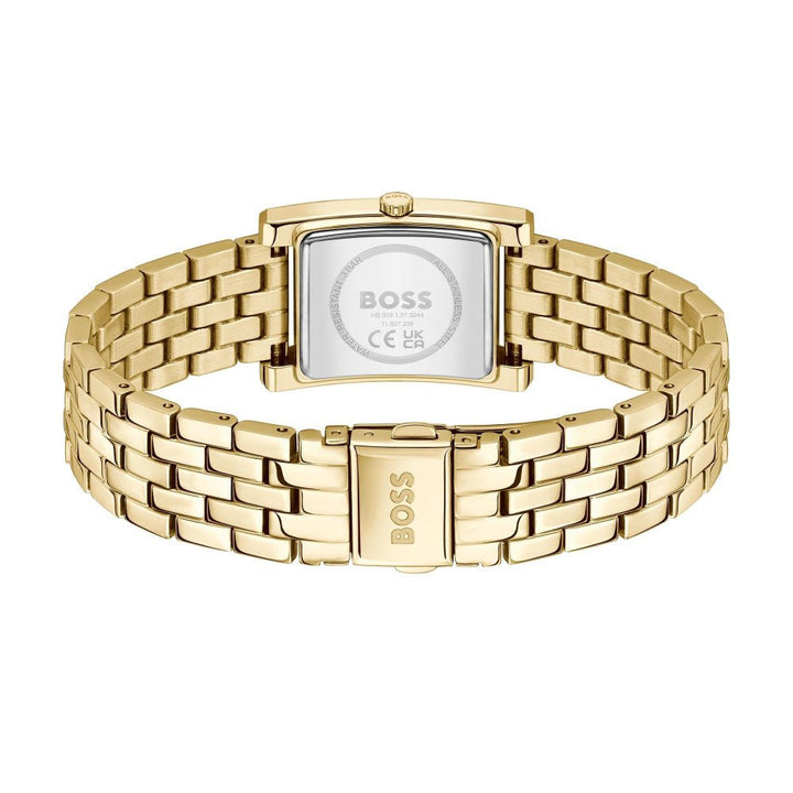 Hugo Boss Light Gold and Green Lucy QTM Rectangle Ladies IP Tank Watch - MococoHugo Boss1502785885997607278Watches and Accessories