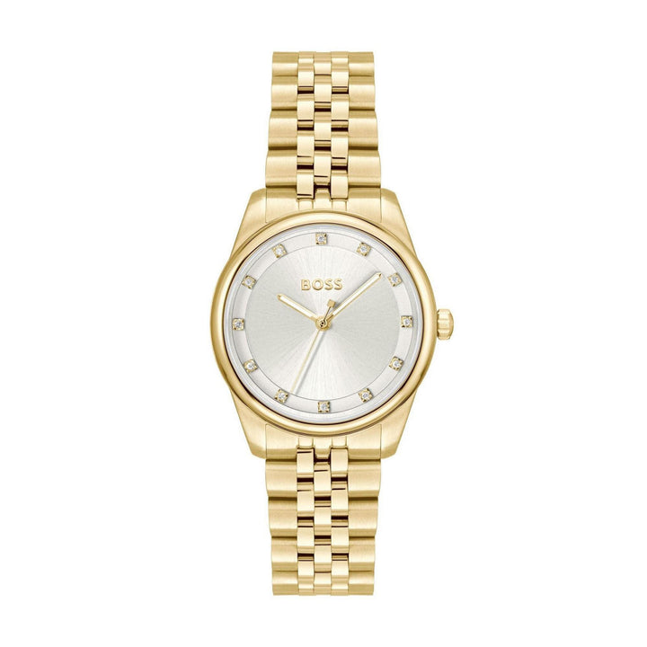 Hugo Boss Light Gold and Silver White Graceful Precious Round Ladies IP Watch 1