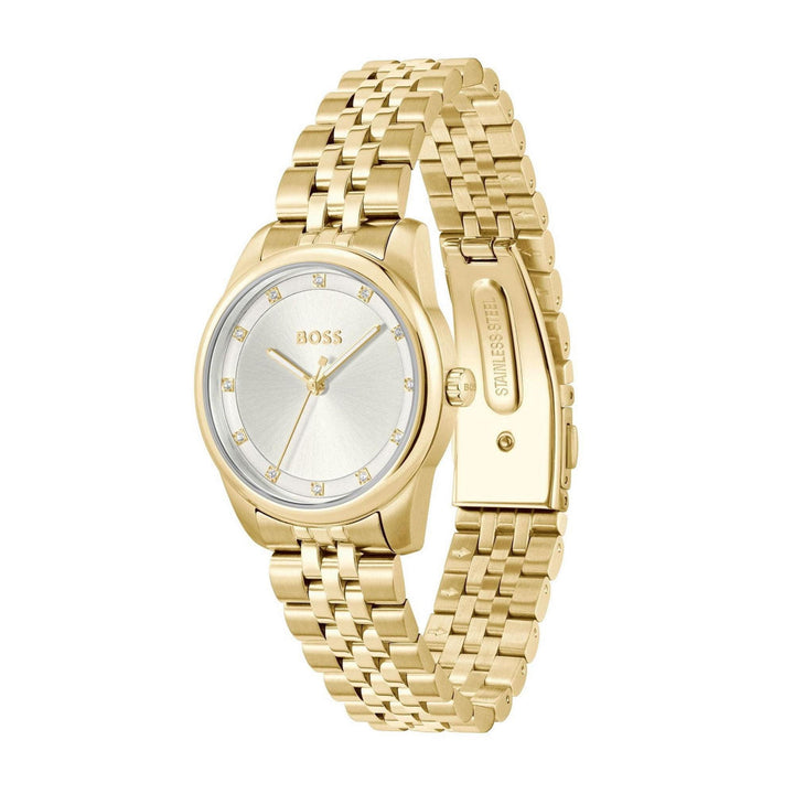 Hugo Boss Light Gold and Silver White Graceful Precious Round Ladies IP Watch 4