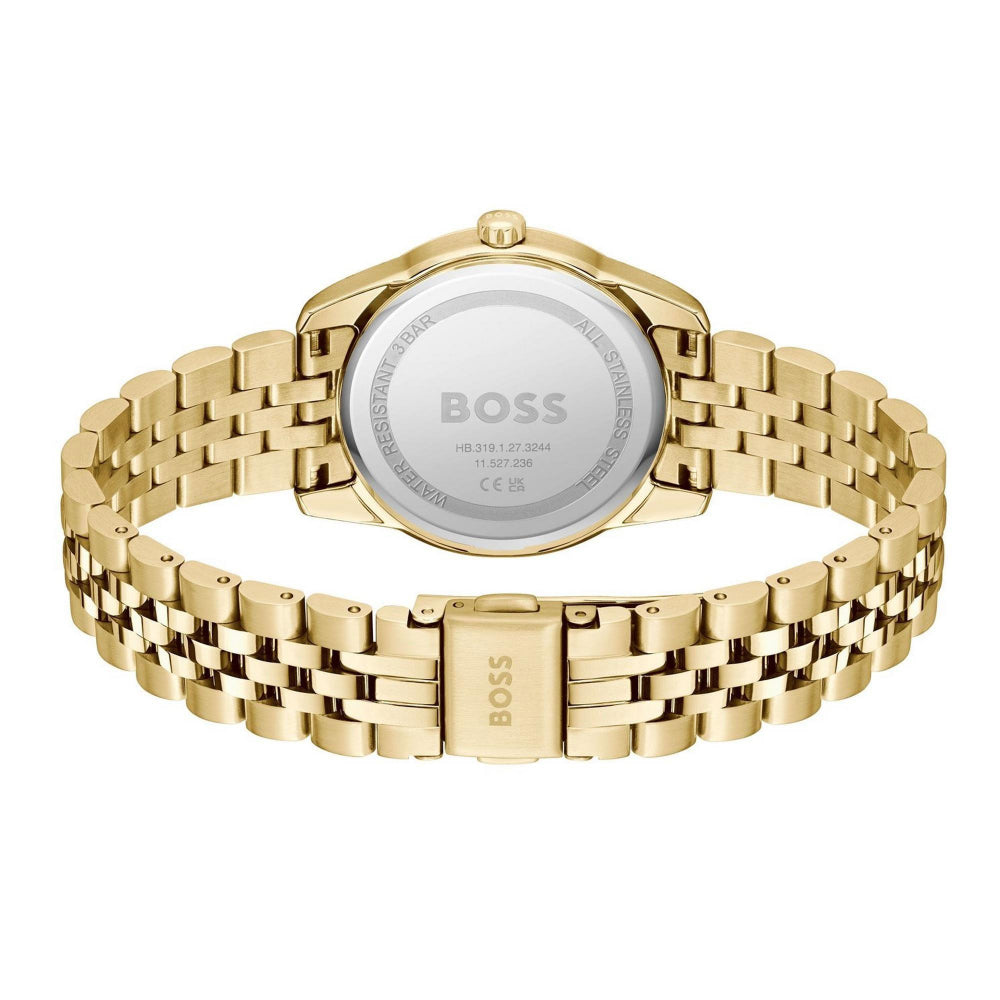 Hugo Boss Light Gold and Silver White Graceful Precious Round Ladies IP Watch 5