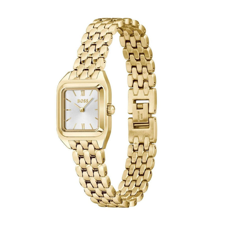 Hugo Boss Light Gold and Silver White Mae Petite Rectangle Ladies Soft Square IP Bracelet Watch - MococoHugo Boss1502823885997645256Watches and Accessories