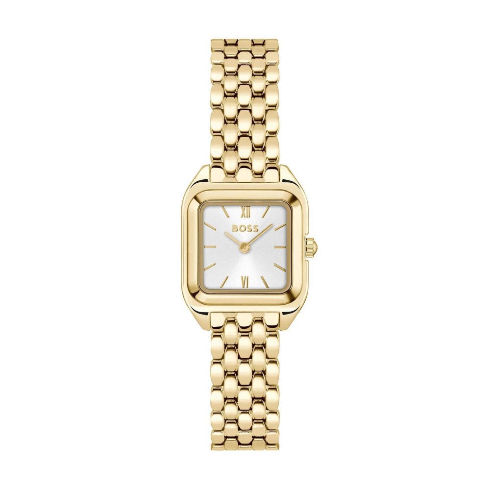Hugo Boss Light Gold and Silver White Mae Petite Rectangle Ladies Soft Square IP Bracelet Watch - MococoHugo Boss1502823885997645256Watches and Accessories
