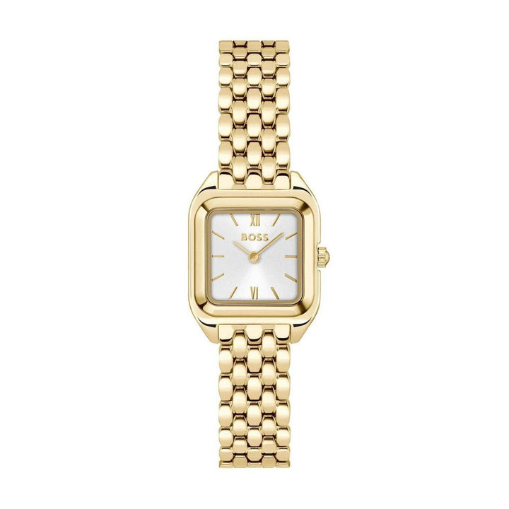 Hugo Boss Light Gold and Silver White Mae Petite Rectangle Ladies Soft Square IP Bracelet Watch - MococoHugo Boss1502823885997645256Watches and Accessories