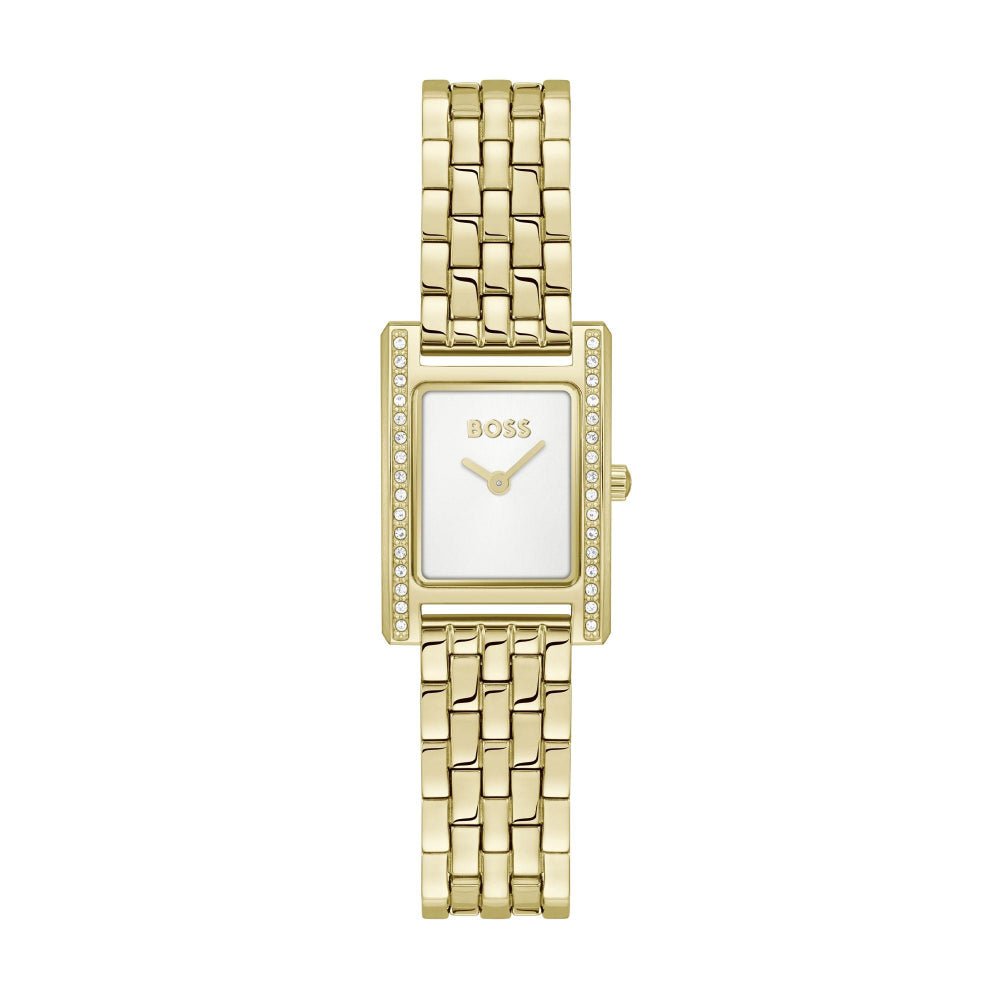 Hugo Boss Light Gold and White Lucy Precious Rectangle Ladies IP Bracelet Watch - MococoHugo Boss1502815885997645171Watches and Accessories