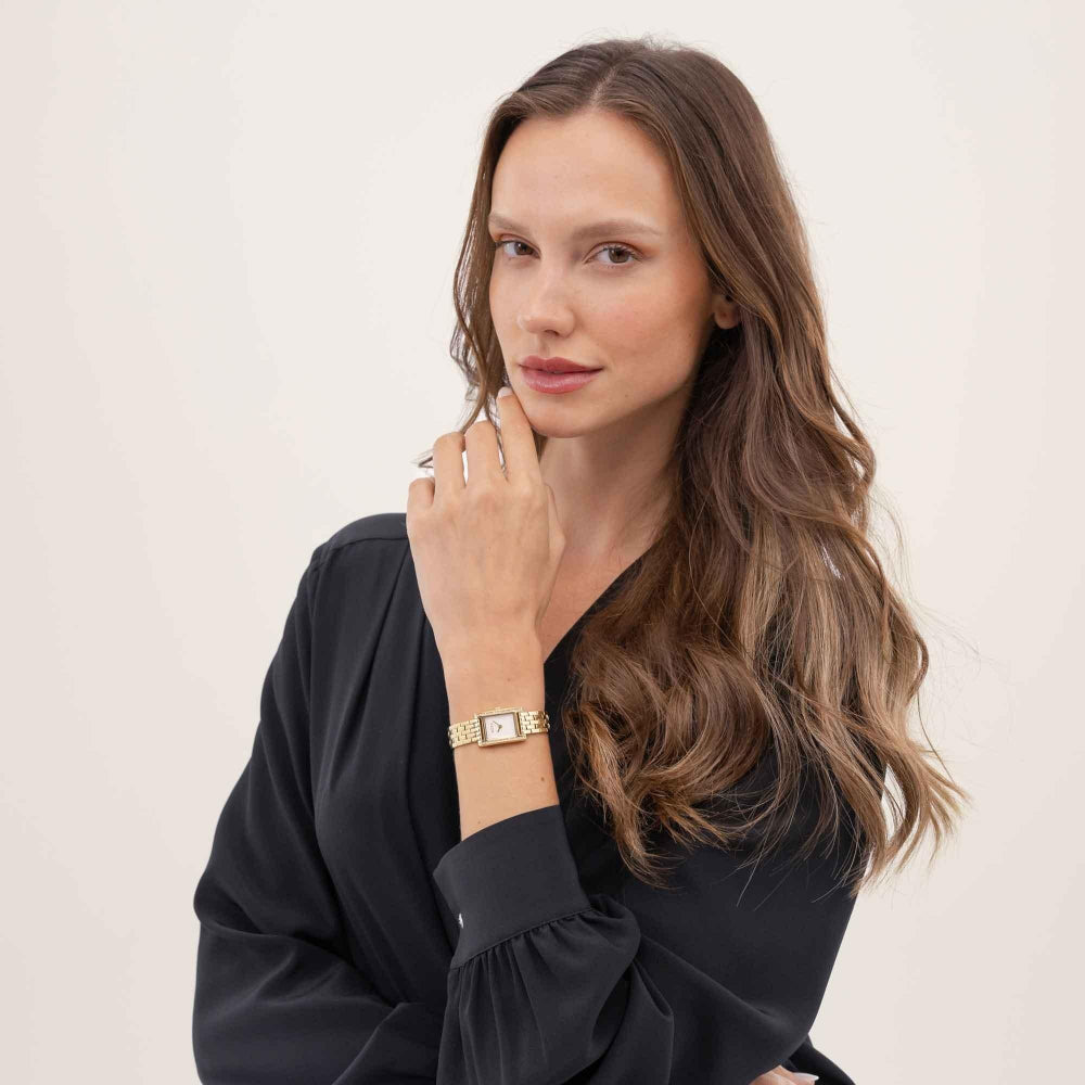 Hugo Boss Light Gold and White Lucy Precious Rectangle Ladies IP Bracelet Watch - MococoHugo Boss1502815885997645171Watches and Accessories