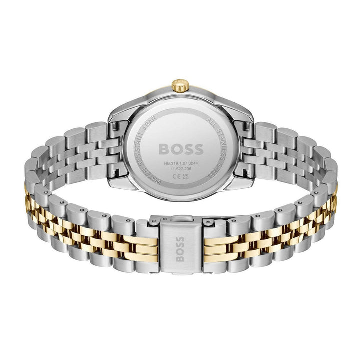 Hugo Boss Light Gold, Silver and Green Graceful Precious Round Ladies IP Bracelet Watch 3