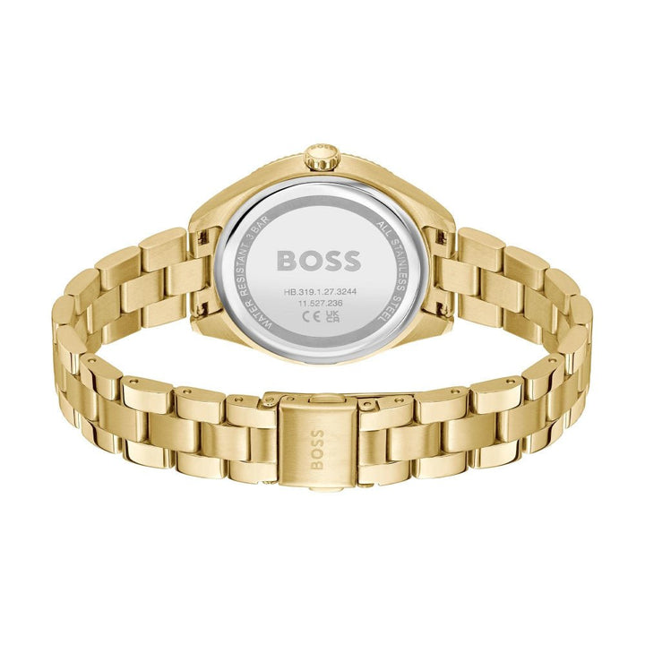 Hugo Boss Light Yellow Gold and Burgundy Sage Sport Round Ladies IP Bracelet Watch - MococoHugo Boss1502805885997607926Watches and Accessories
