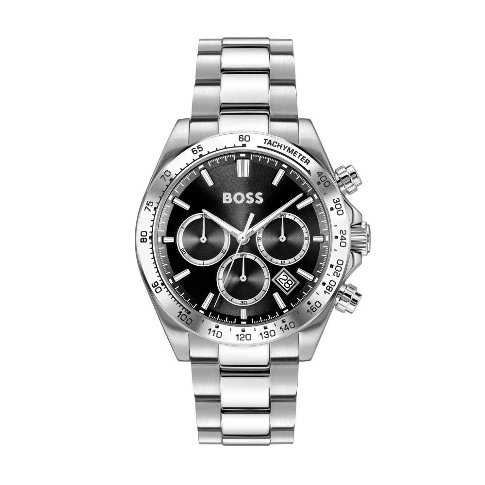 Hugo Boss Silver and Black Hero 2.0 Round Gents Bracelet Watch 1