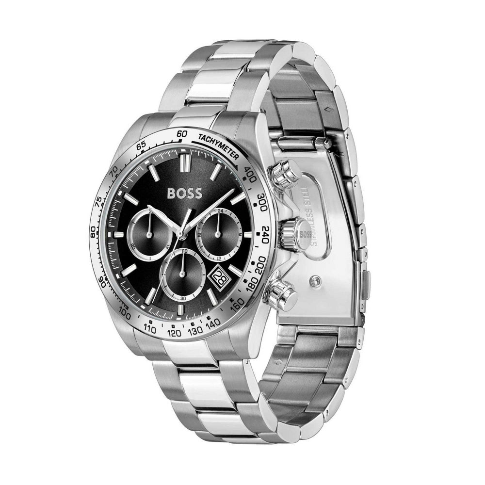 Hugo Boss Silver and Black Hero 2.0 Round Gents Bracelet Watch 4