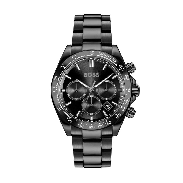 Hugo Boss Silver and Black Hero 2.0 Round Gents IP Bracelet Watch 1
