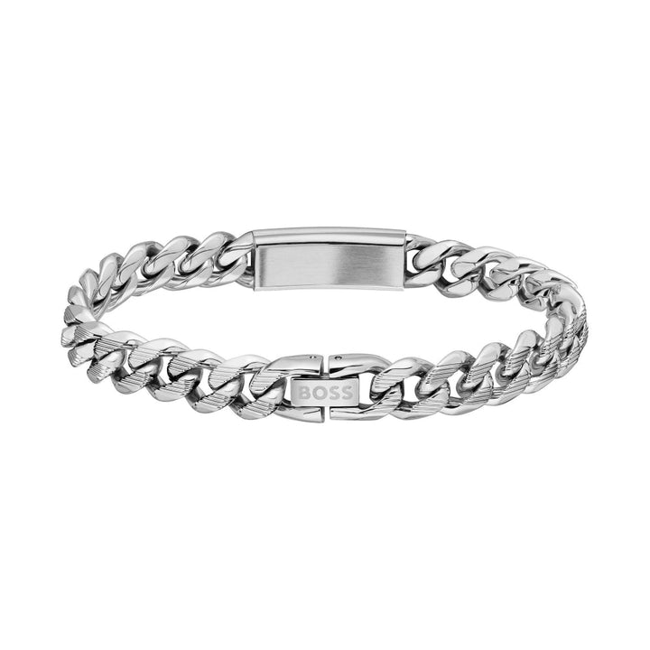 Hugo Boss Silver and Black Kassy Emblem Gents IP Pendant Bracelet 4