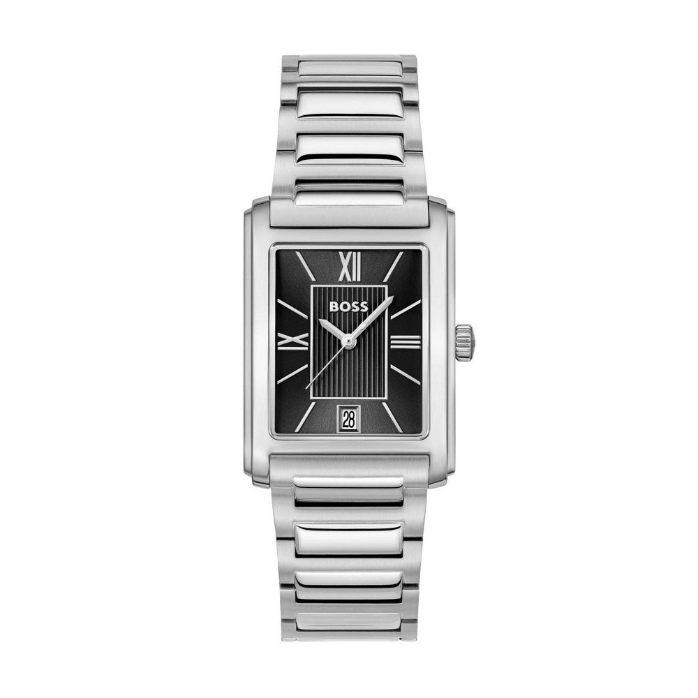 Hugo Boss Silver and Black Principle Dress Rectangle Gents Bracelet Watch 1