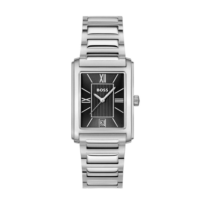 Hugo Boss Silver and Black Principle Dress Rectangle Gents Bracelet Watch 1