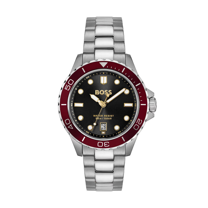 Hugo Boss Silver and Black Troper Sport Round Gents Bracelet Watch 1