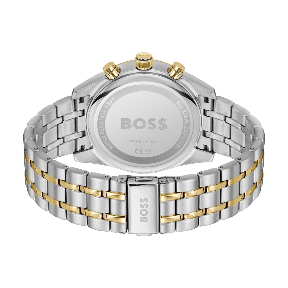Hugo Boss Silver and Blue Skytraveller Round Gents Bi Colour Chronograph Watch 5