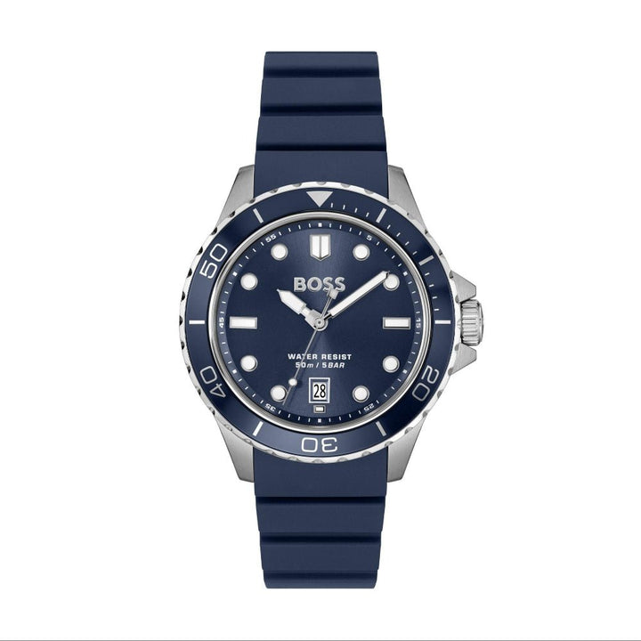 Hugo Boss Silver and Blue Troper Sport Round Gents Silicone Strap Watch - MococoHugo Boss1514292885997645638Watches and Accessories