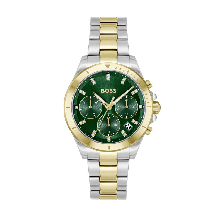 Hugo Boss Silver and Green Alley Round Ladies Sport Lux Bi Colour Bracelet Watch 1