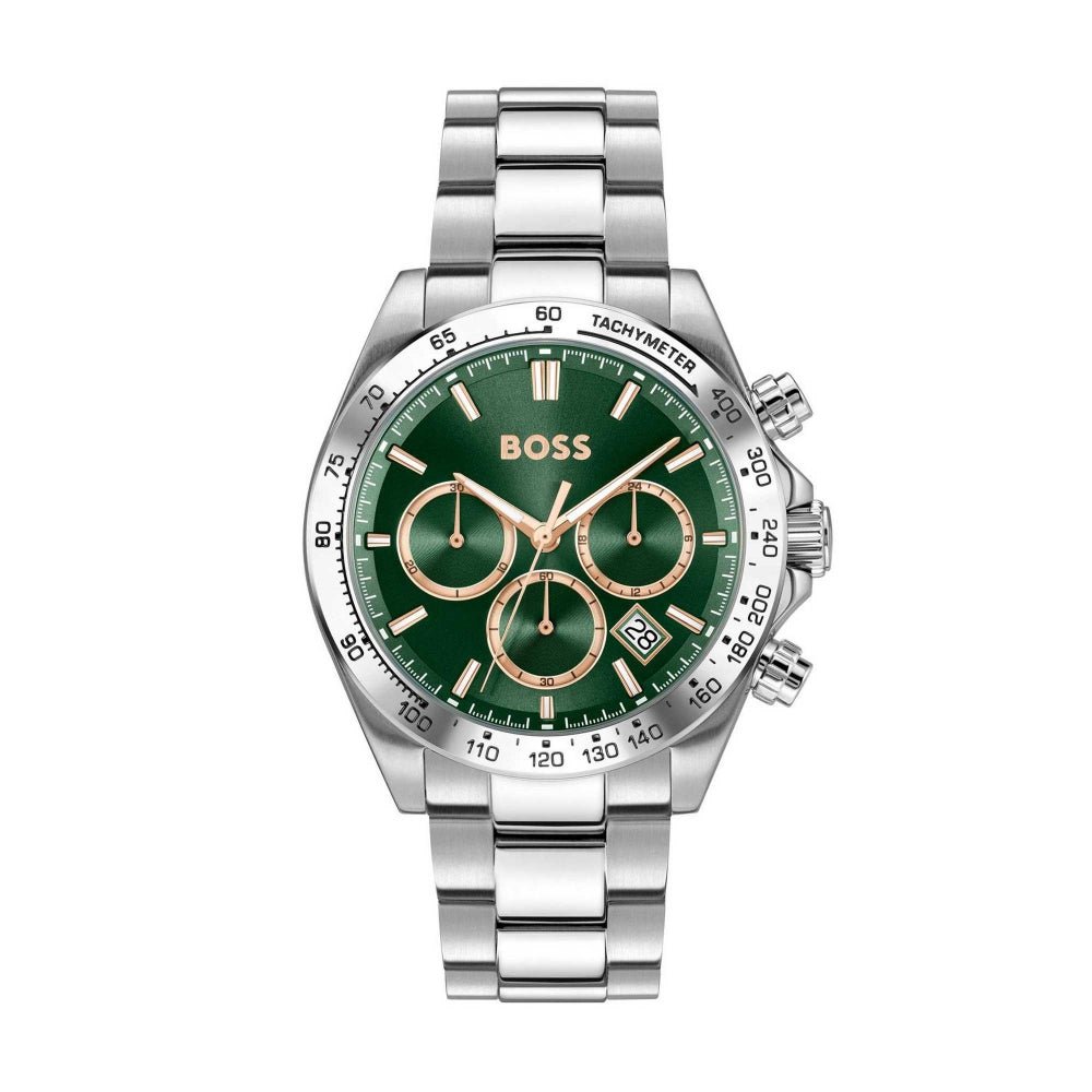 Hugo Boss Silver and Green Hero 2.0 Round Gents Bracelet Watch - MococoHugo Boss1514268885997645393Watches and Accessories