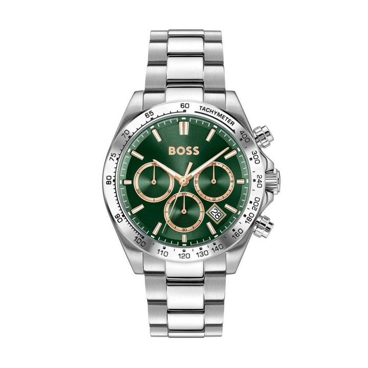 Hugo Boss Silver and Green Hero 2.0 Round Gents Bracelet Watch - MococoHugo Boss1514268885997645393Watches and Accessories