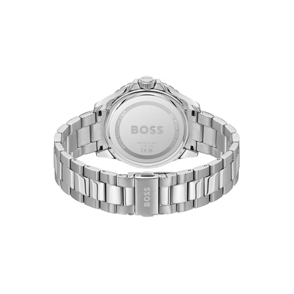 Hugo Boss Silver and Green Troper Sport Round Gents Bracelet Watch 4