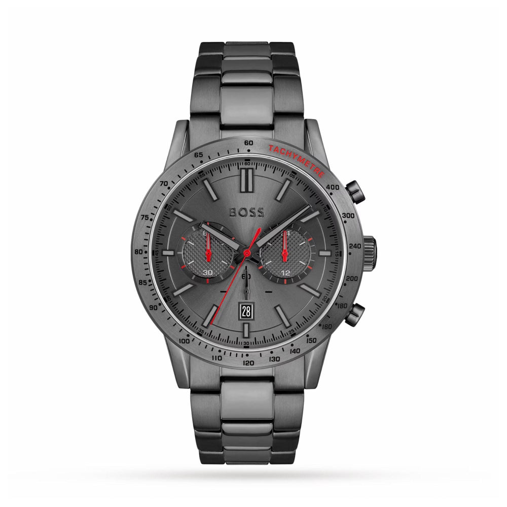 Hugo Boss Silver and Grey Allure Round Gents IP Bracelet Watch 1