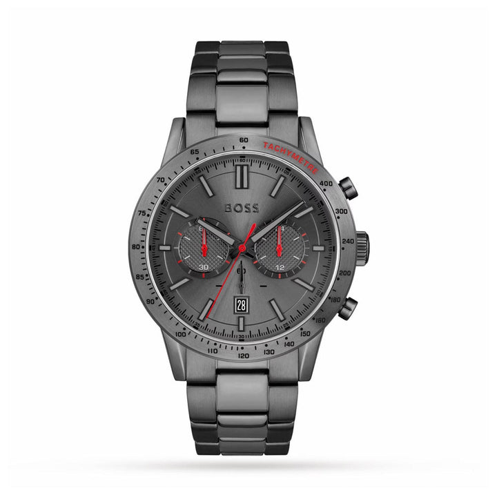 Hugo Boss Silver and Grey Allure Round Gents IP Bracelet Watch 1