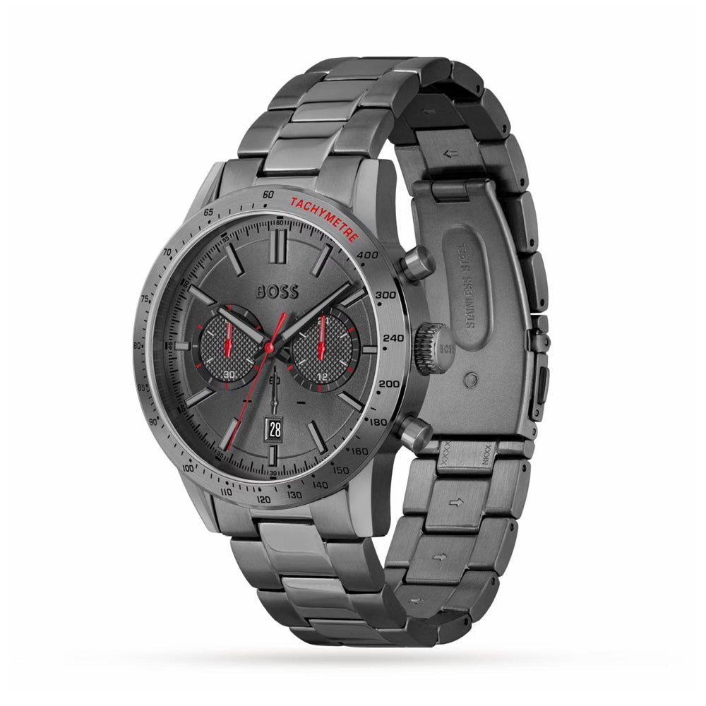 Hugo Boss Silver and Grey Allure Round Gents IP Bracelet Watch 3