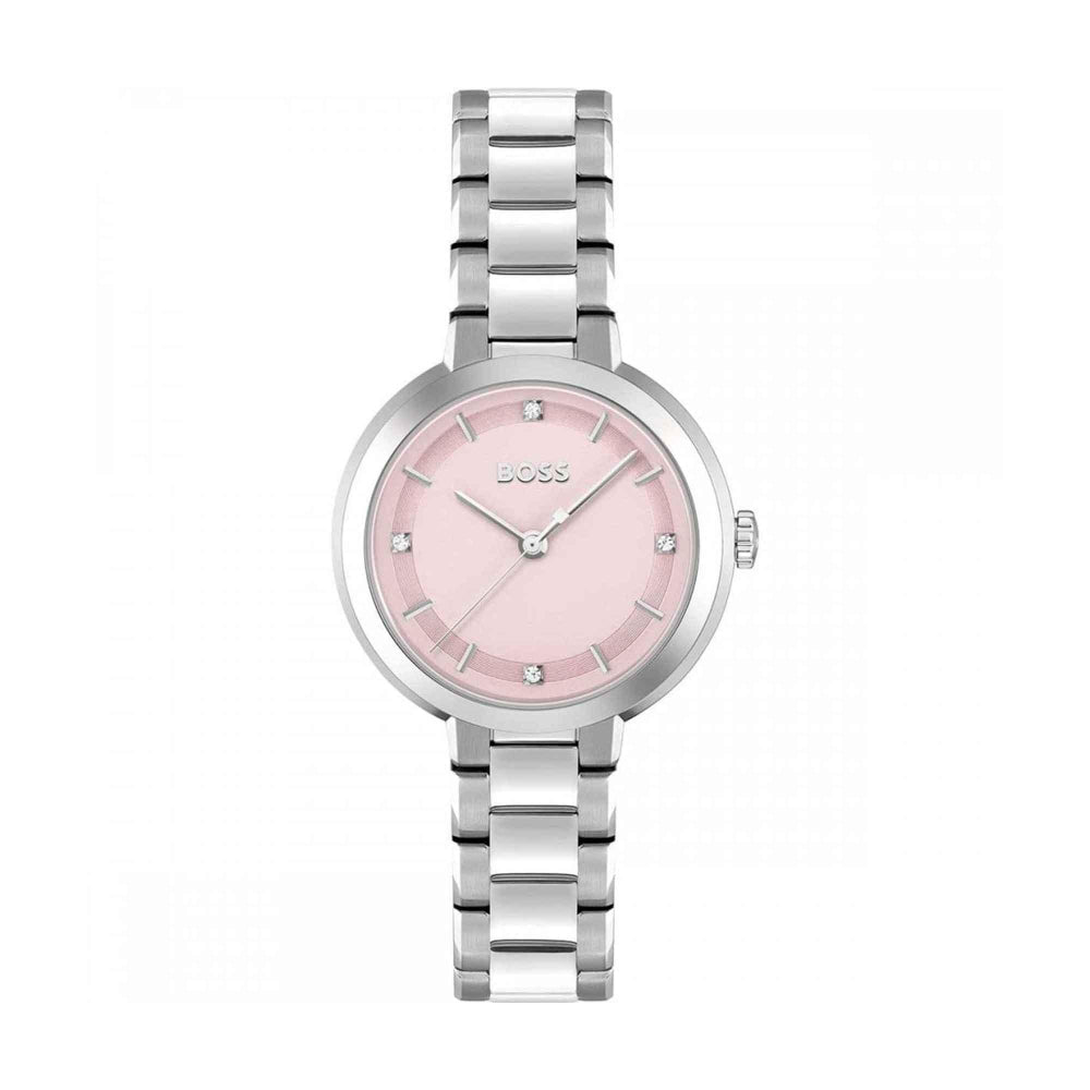 Hugo Boss Silver and Pink Sena Round Ladies Bracelet Watch 1