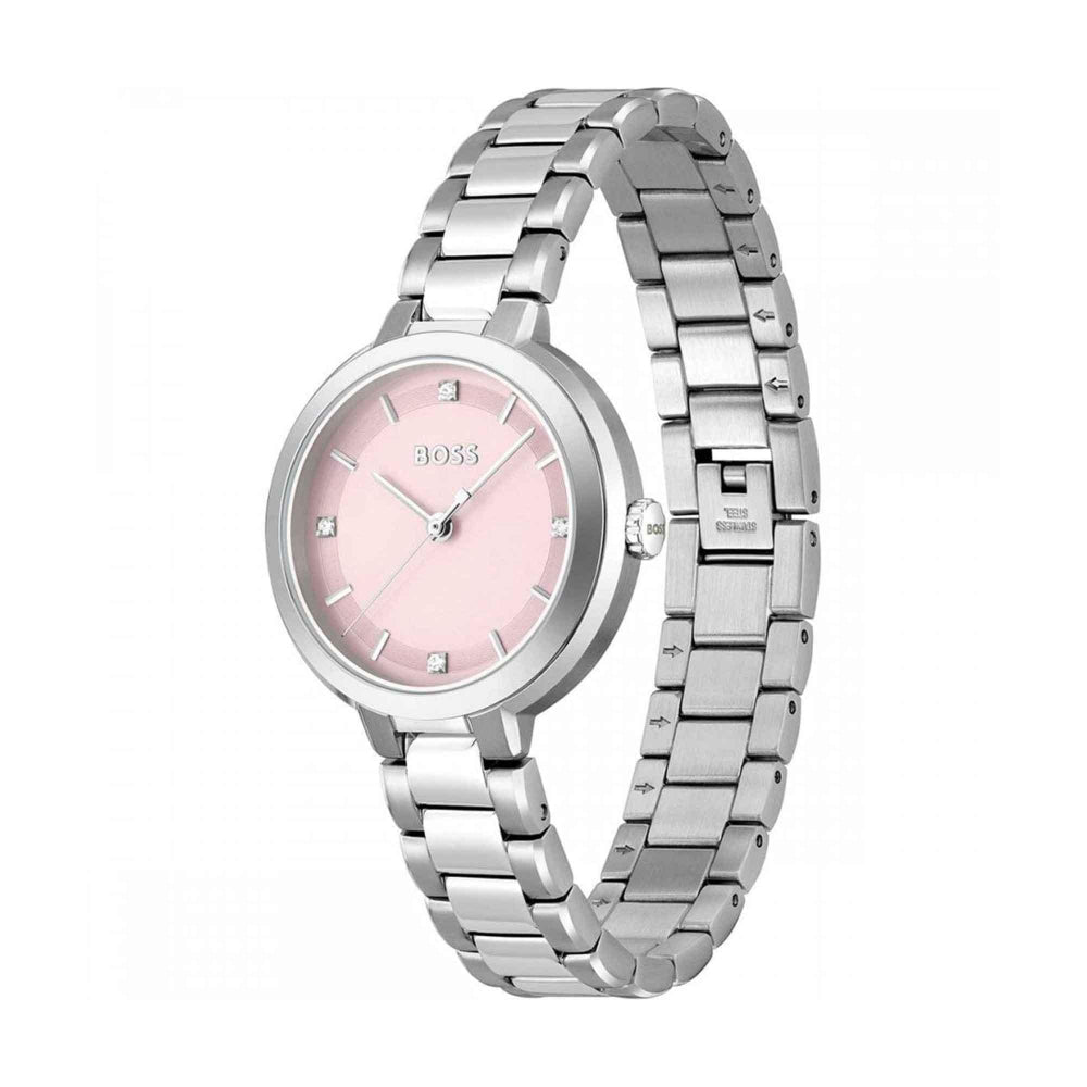 Hugo Boss Silver and Pink Sena Round Ladies Bracelet Watch 3
