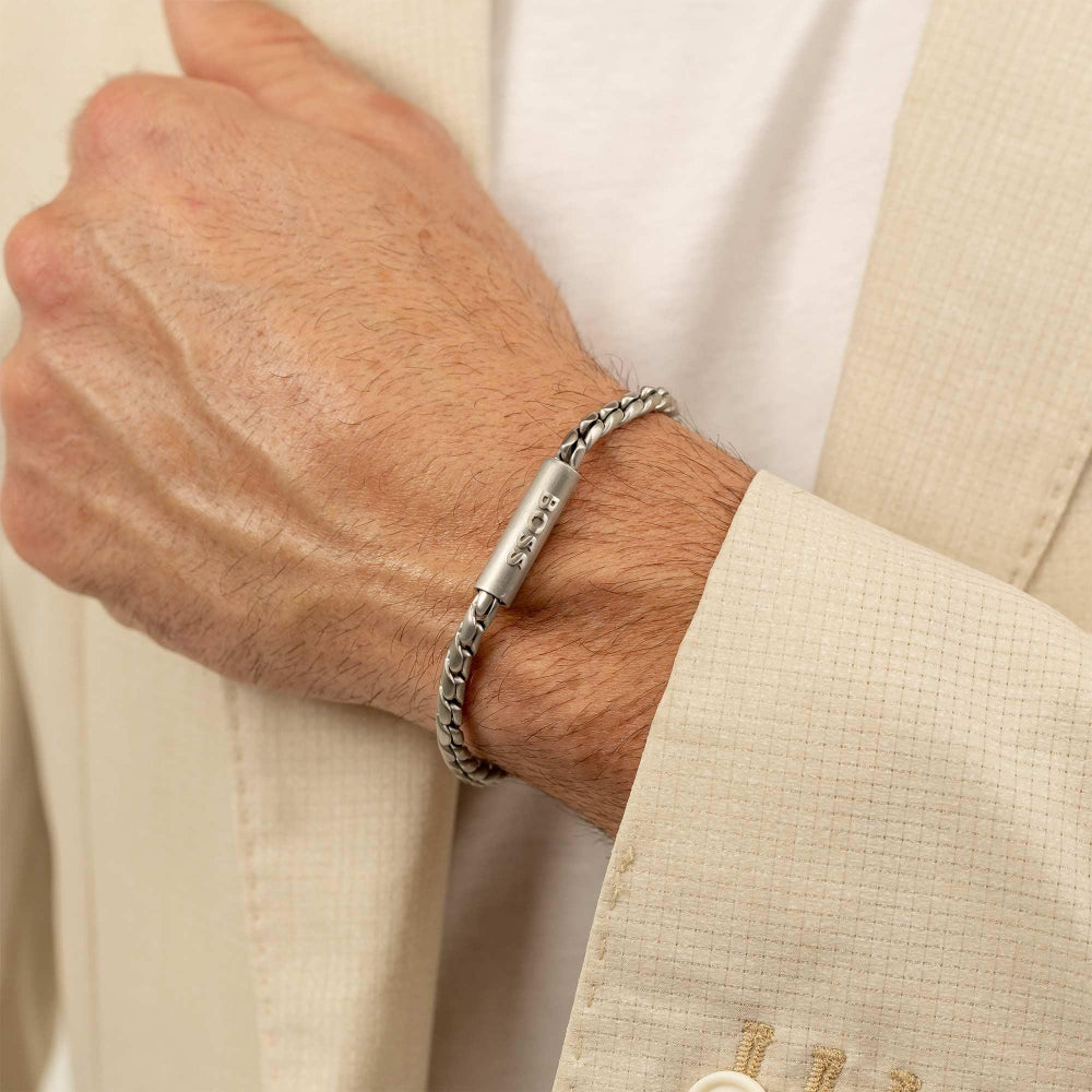 Hugo Boss Silver Braided Chain Cuff 2