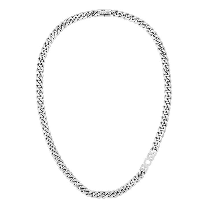 Hugo Boss Silver Curb Logo Link Chain Necklace 4