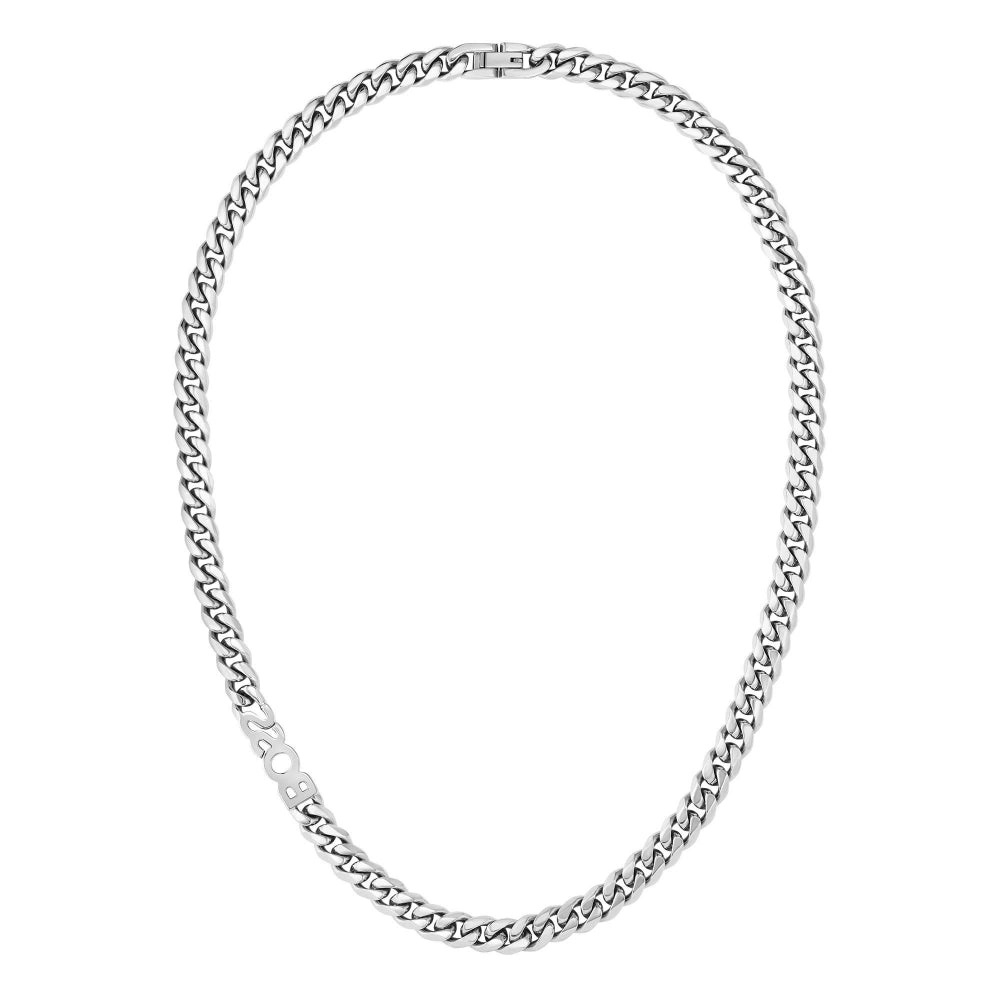 Hugo Boss Silver Curb Logo Link Chain Necklace 5