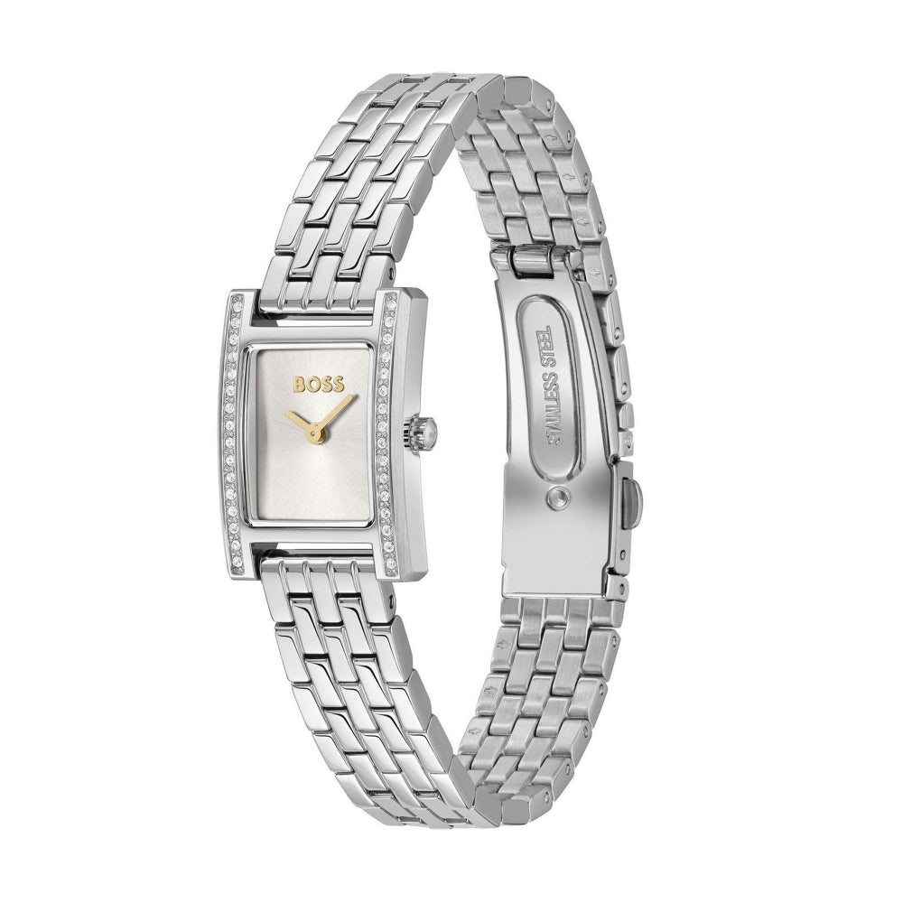 Hugo Boss Silver White Lucy Precious Rectangle Ladies Bracelet Watch 4