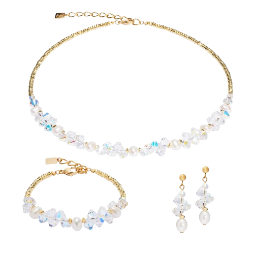 Coeur De Lion Gold Dancing Crystals & Pearls Earrings